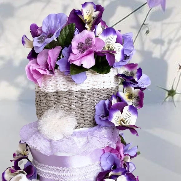 Basket of Flowers Diaper Cake